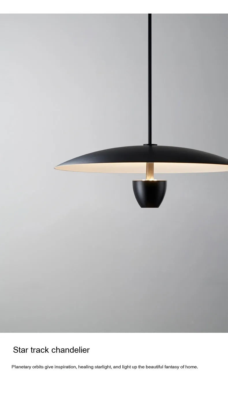 Black modern minimalist chandelier with 400mm design and warm lighting