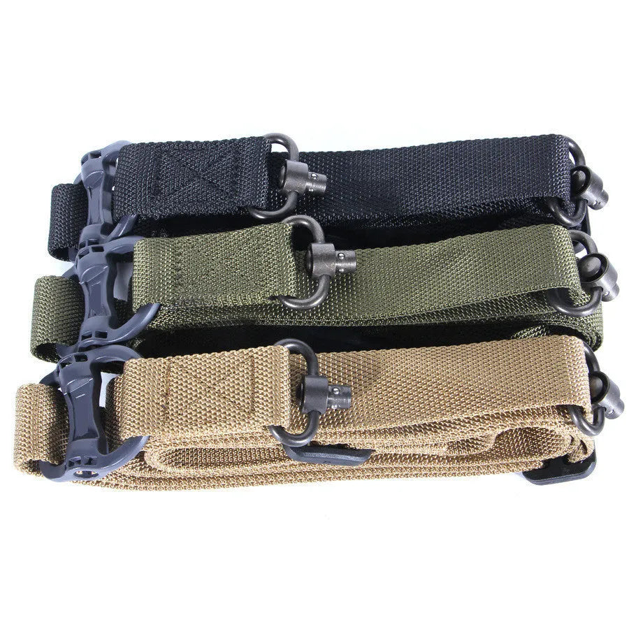 Tactical nylon multifunctional strap rope showing 150cm length in black, army green, and mud colour options