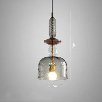 Glass bar counter chandelier with macaron candy design and adjustable height