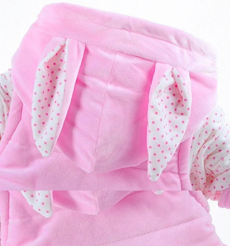 Baby girl pink autumn winter three-piece clothing set with jacket, vest, and pants in flannel cotton fabric
