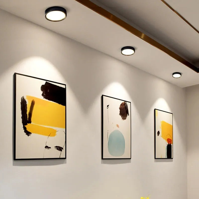Ultra-thin surface mounted LED downlight in a choice of coloured aluminium shells.