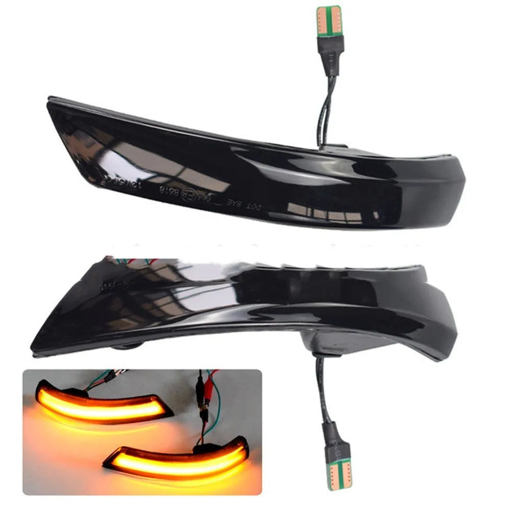 Ford Focus Mondeo rearview mirror waterfall lights with yellow and blue LED illumination in ABS plastic housing