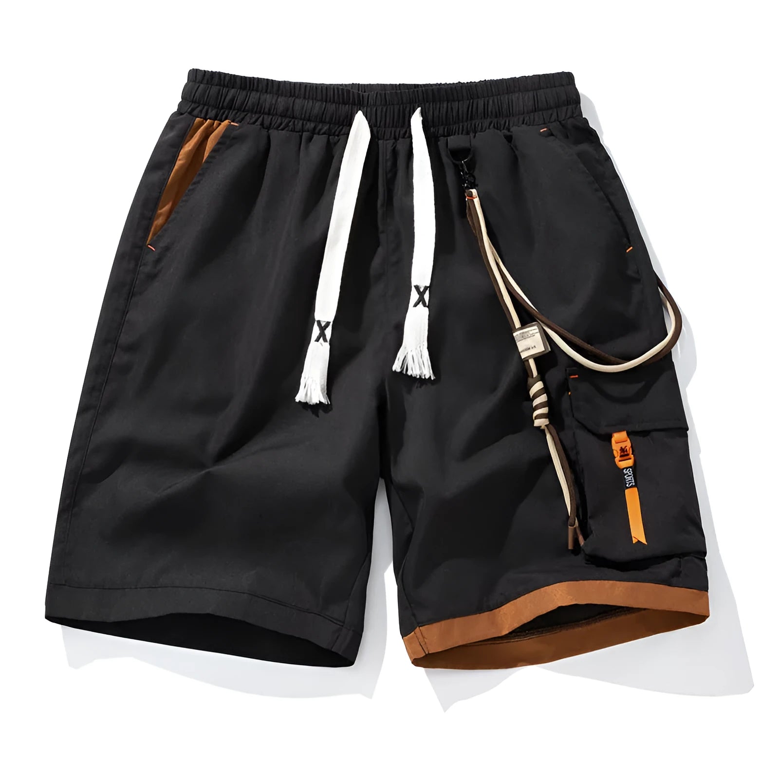 Men's bamboo fibre sports shorts in plus sizes with high elasticity waistband and straight leg design