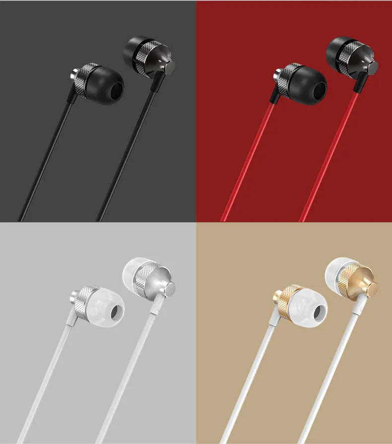 Auricular Metal Fever heavy bass copper in-ear headphones with microphone on wheat cable in black colour