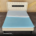 Thin gel memory foam tatami mattress in three thickness options on a platform bed.
