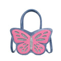 Square crossbody bag in PU material with contrast colour detailing showing white, pink, blue, and black colour options