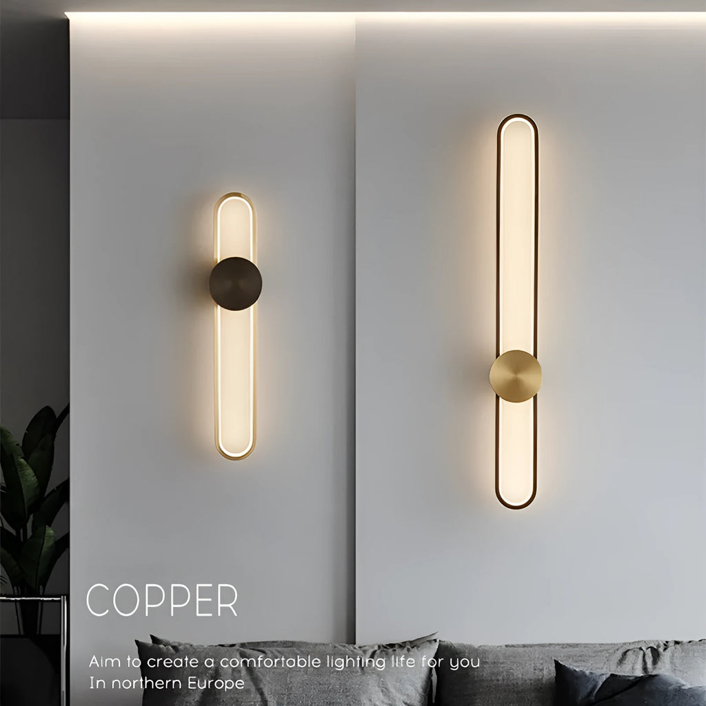 Modern minimalist circular wall lamp with iron shade in black or gold finish options