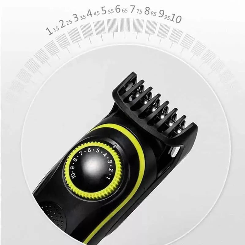 Black KM696 USB rechargeable electric hair clipper with stainless steel blades and cleaning brush