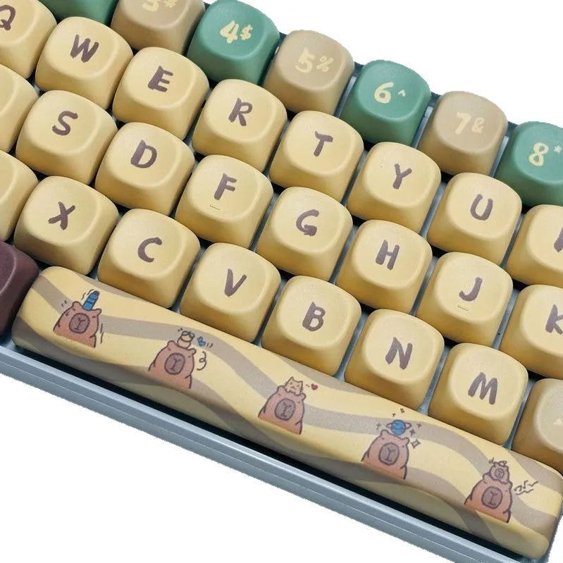 Capabala MOA girl themed 130-piece ABS mechanical keyboard keycap set laid out.