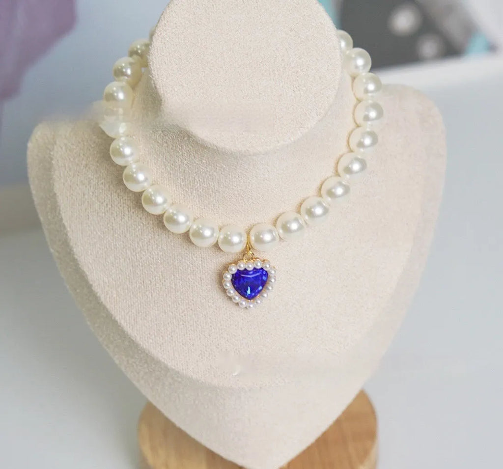Plastic alloy resin pearl necklace cat collar in multiple colours and sizes