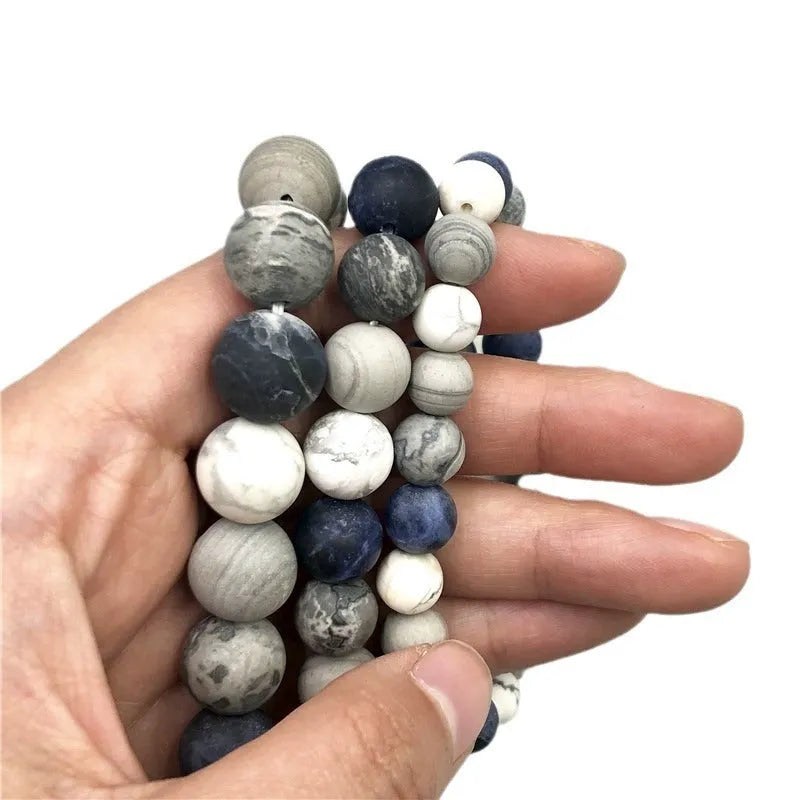 Handmade planet stone bracelet with universe wind pattern and starry design in U-shape