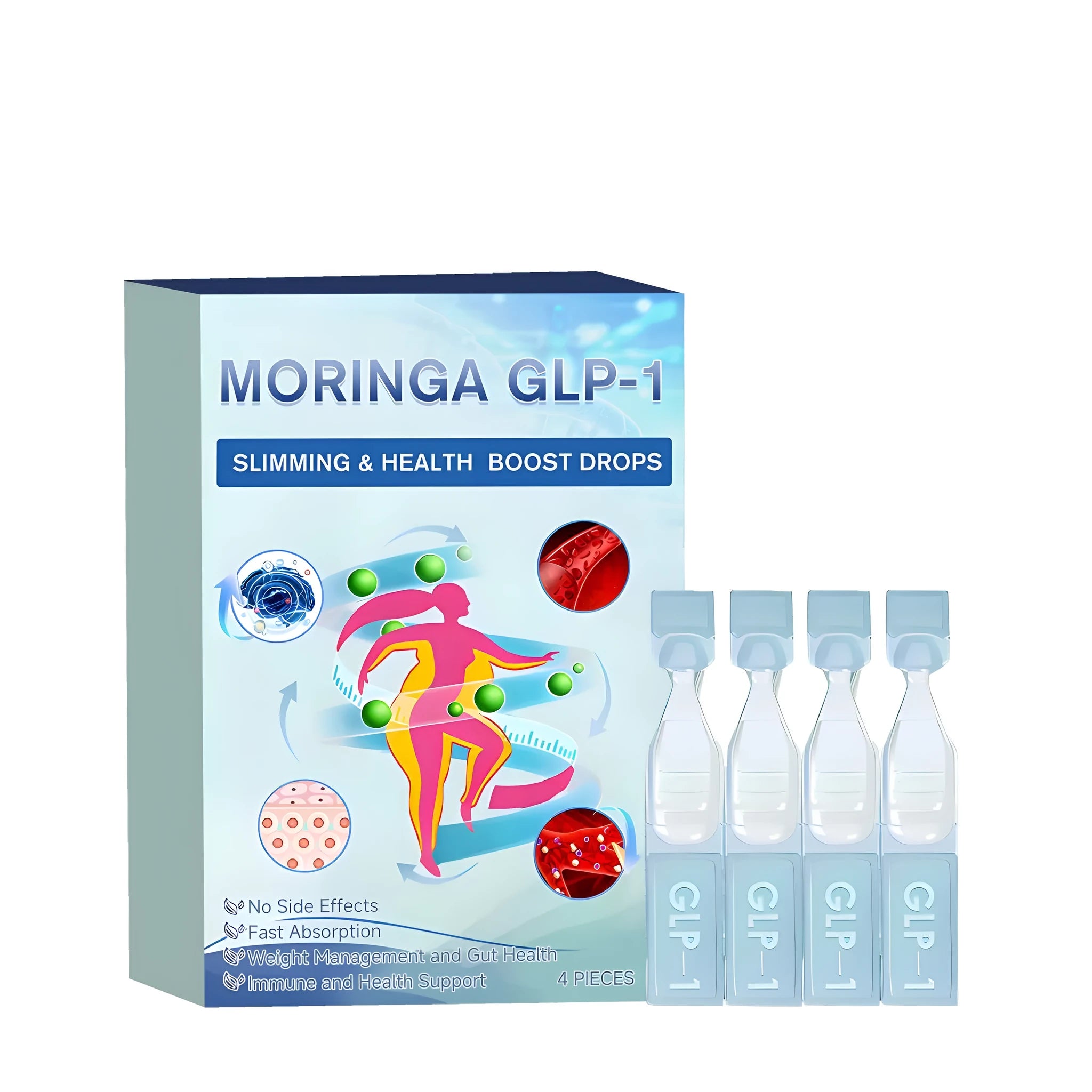 Four bottles of mint flavoured herbal appetite suppressant liquid drops with droppers