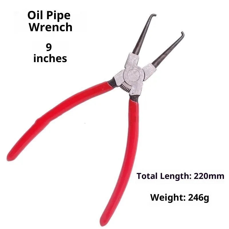 7-piece steel oil pipe clamp set in Type A box for auto repair with straight throat caliper design