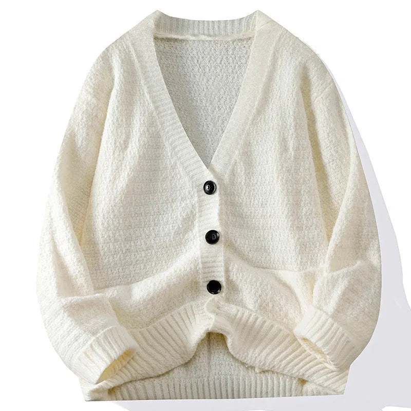 Men's knitted polyester bottoming shirt in loose fit, long sleeve pullover, available in multiple colours