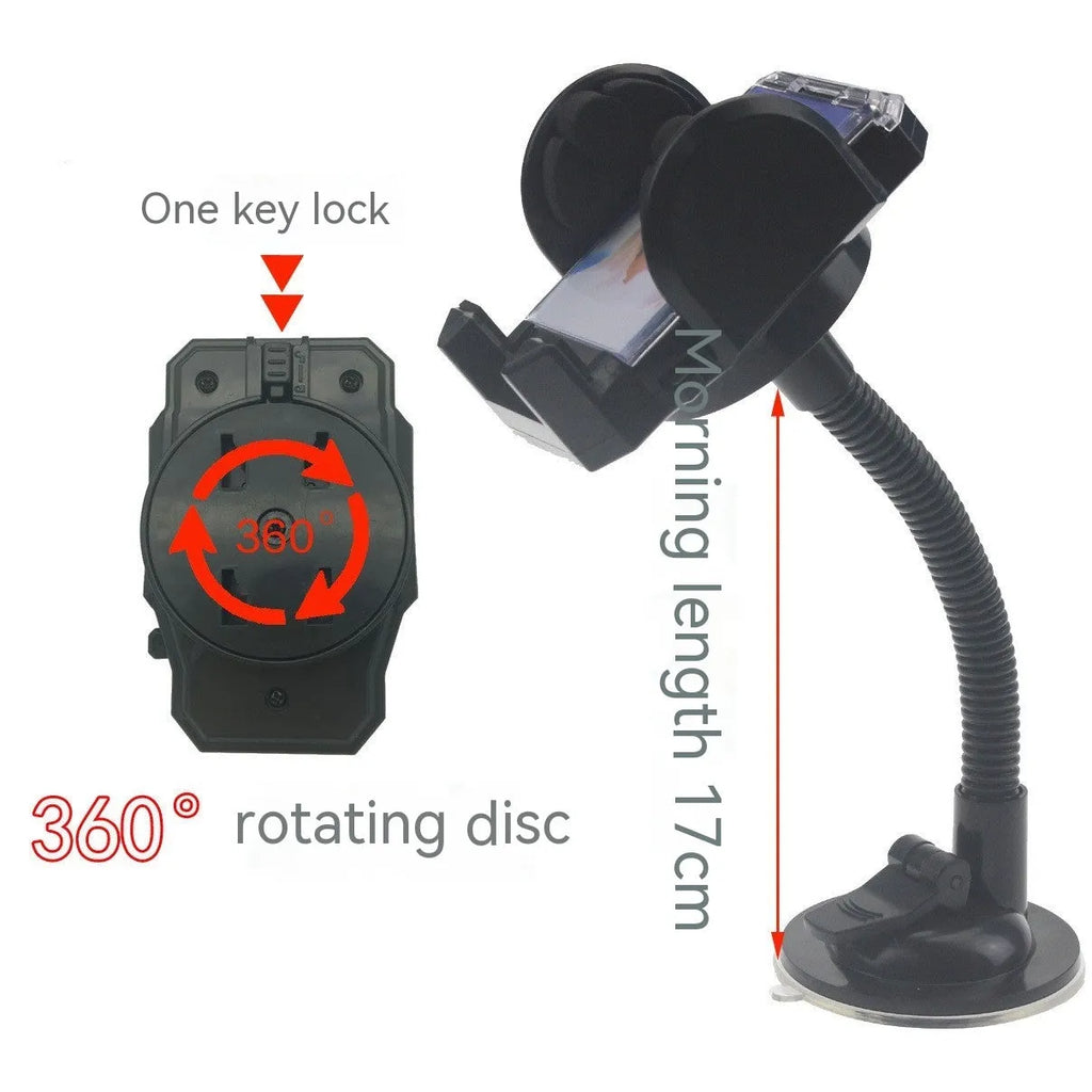 Black plastic car phone holder with suction cup bracket mount
