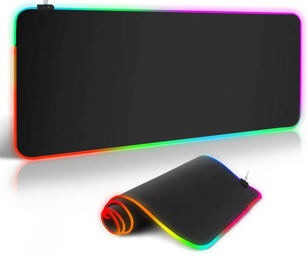 RGB illuminated starry sky pattern mouse pad with natural rubber non-slip base on desk