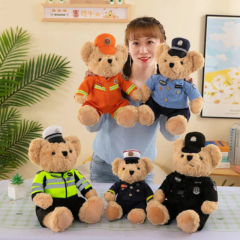 Fire bear police teddy doll plush toys 30cm height for teenagers