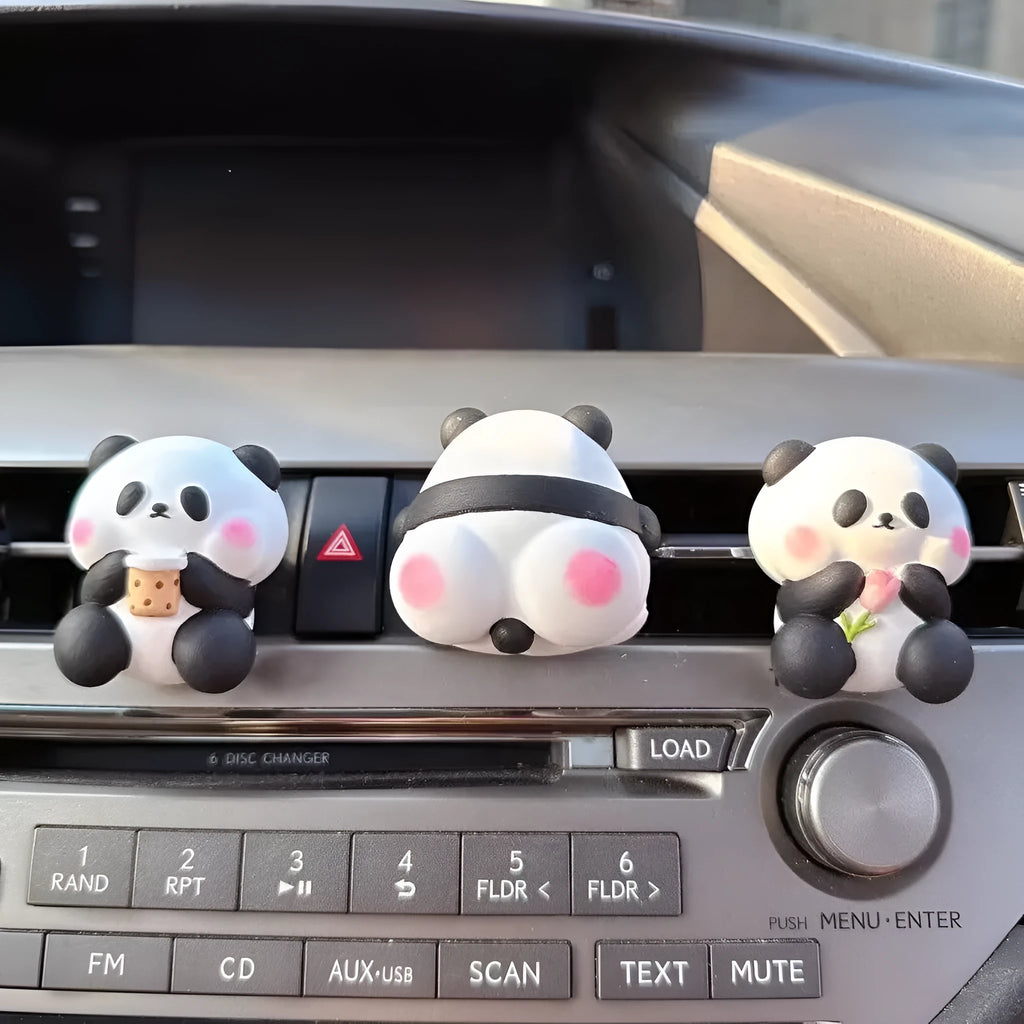 Panda car vent perfume clip air freshener decoration in three style variations