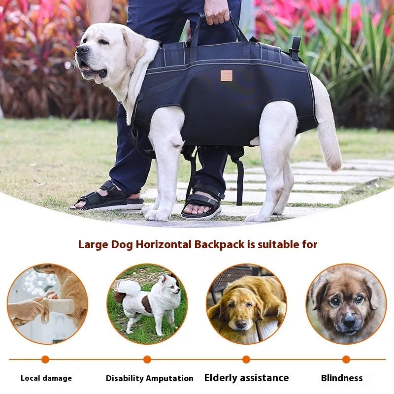 Black Oxford cloth dog backpack for medium to large pets in three size options