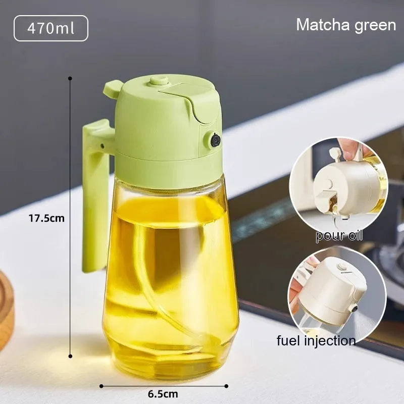 470ml glass olive oil sprayer dispenser in beige, yellow, green, or black colour.