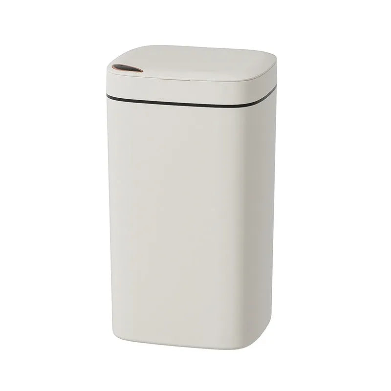 Square automatic sensor kitchen bin with induction opening in milk white colour, 14L capacity