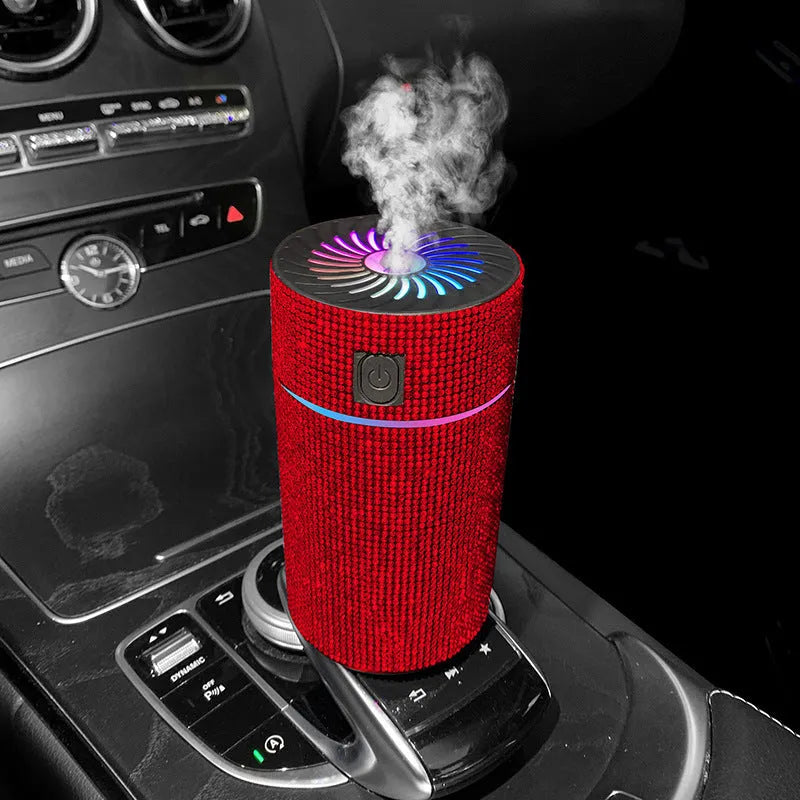 Diamond-shaped car humidifier with air purifier function in multiple colour options