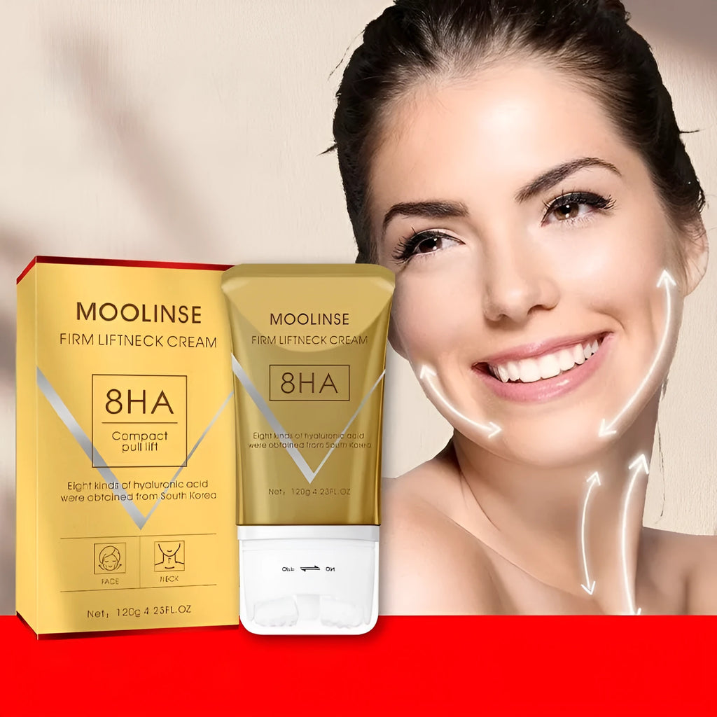 Neck cream container with integrated massage roller tool for dry skin treatment