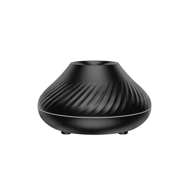 Beige aromatherapy diffuser with LED flame effect lighting and mist output