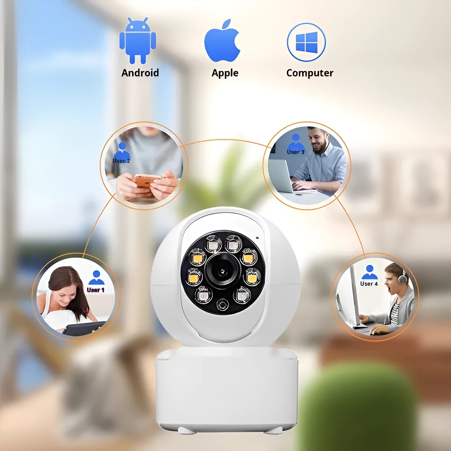 Indoor 1080p panorama security camera with ceiling mount bracket
