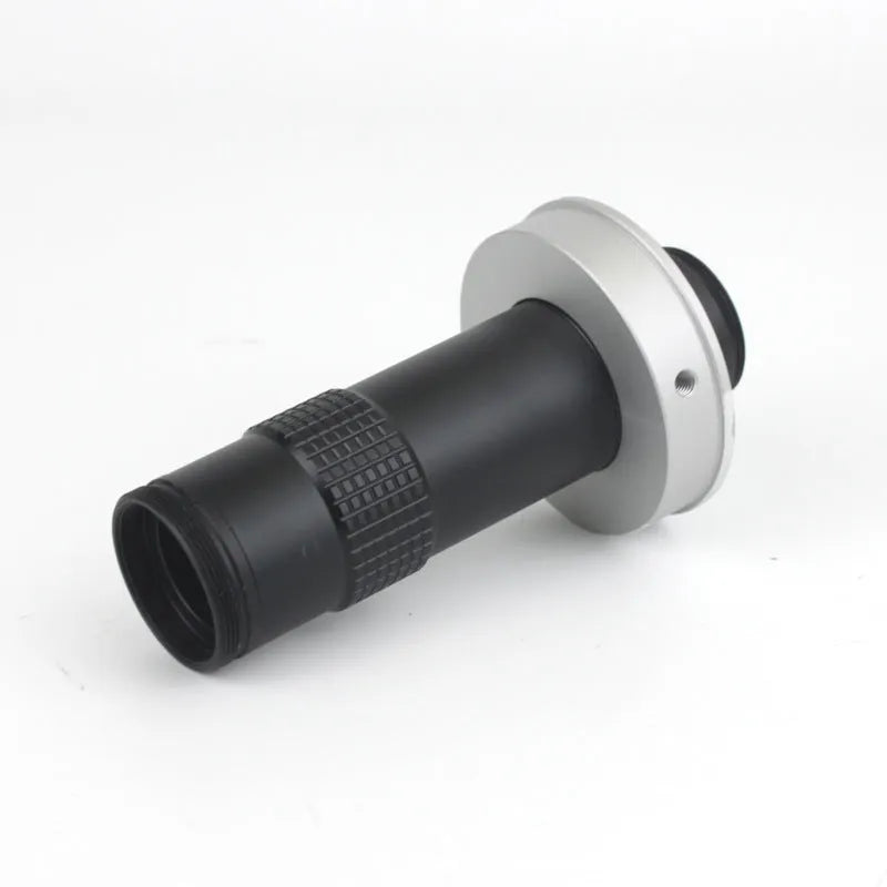 Black industrial monocular lens for cameras with 130x magnification and M12 thread mount