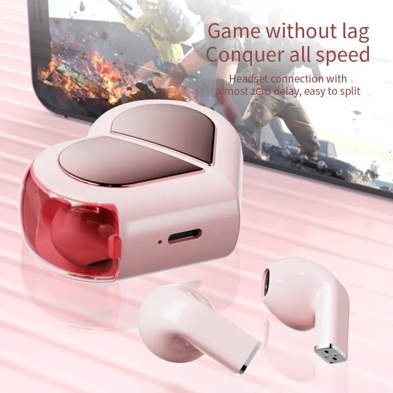 Rotatable wireless Bluetooth earphones in black, white, and pink colour options showing adjustable earpiece design