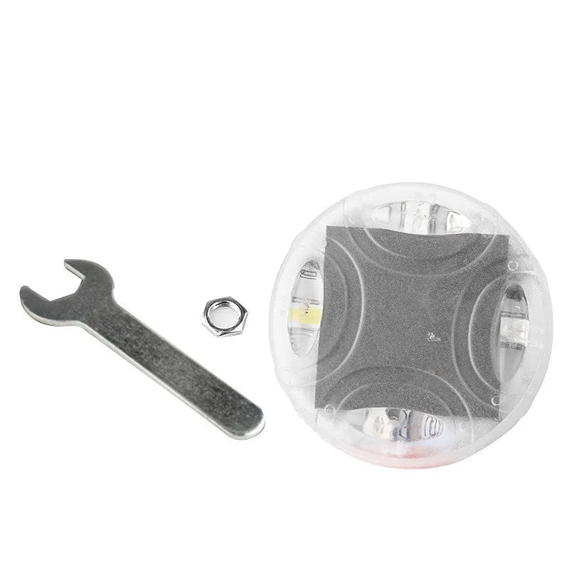 Colourful solar-powered LED decorative light for vehicle wheel hubs with multiple flash modes.