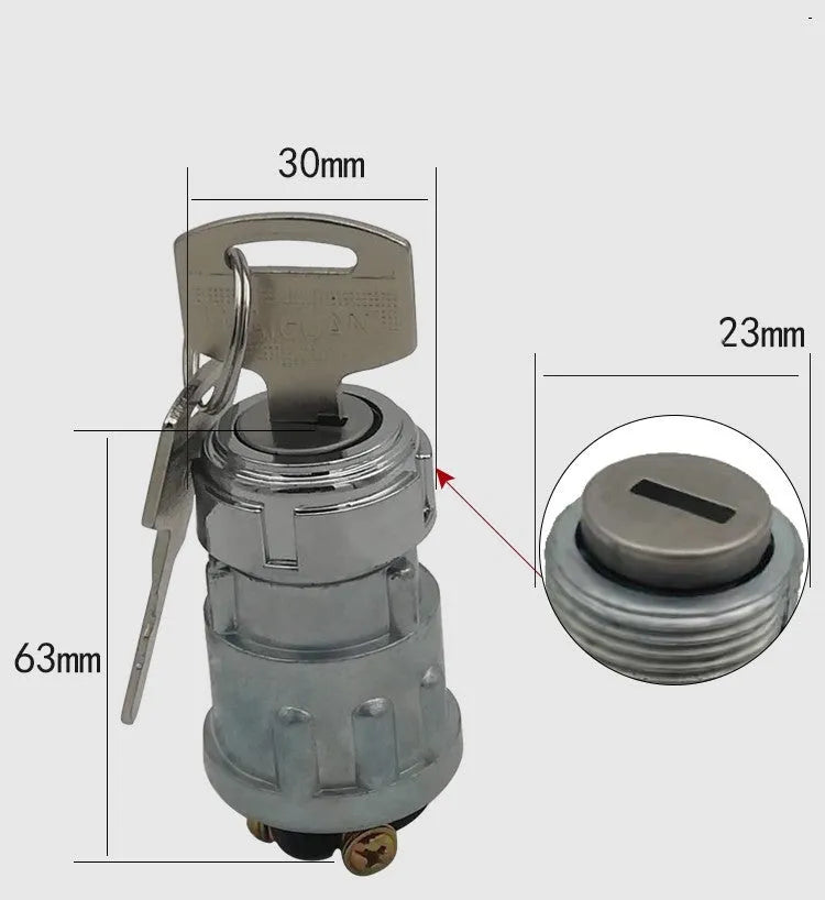 Copper car ignition switch with key for trucks and forklifts