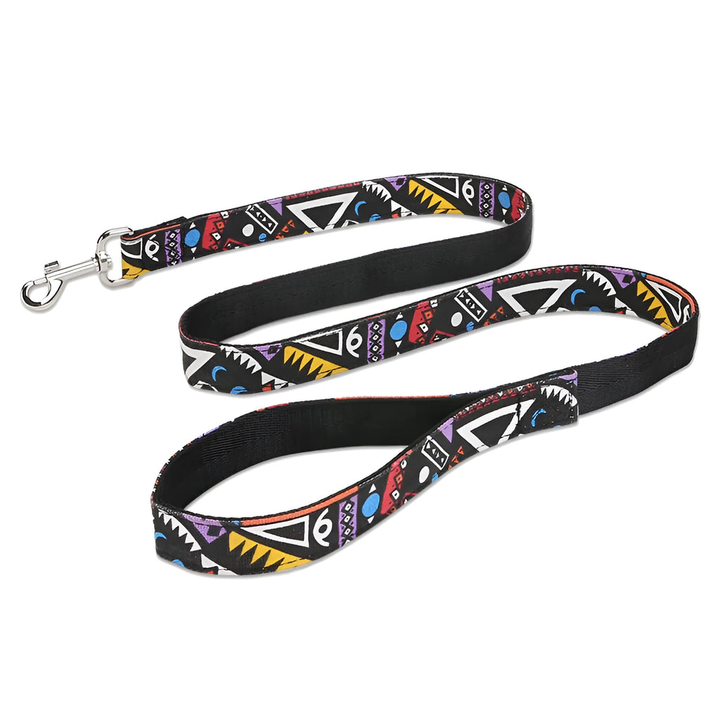 Black Christmas pet traction rope with plaid stripe pattern hand strap measuring 120cm