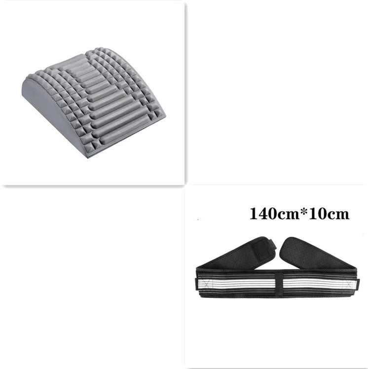 Blue EVA foam back stretcher pillow for lumbar and neck support on a flat surface.
