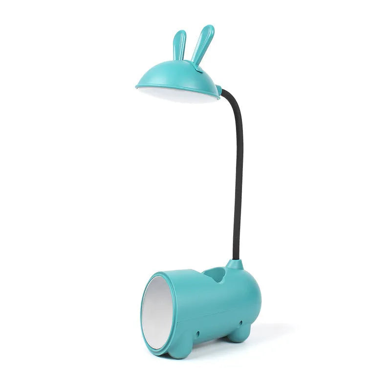 Cartoon USB desktop table lamp with pen container in green colour showing dimensions