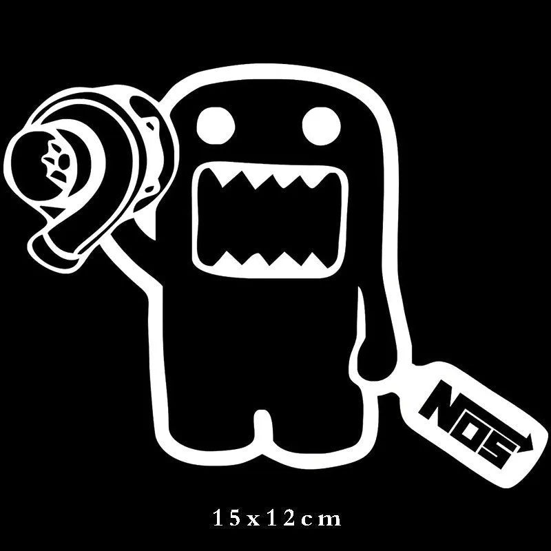 Cartoon cute funny car sticker 15x12cm PVC vinyl decal black white options