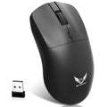 Black wireless mouse with three DPI settings and audio control button for laptop computers
