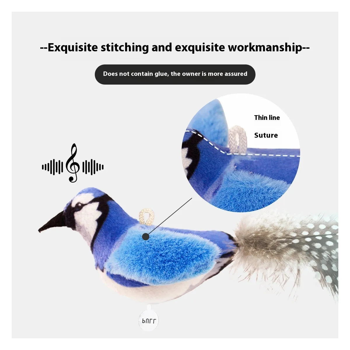 Bird simulation cat plush toy in blue kingfisher colour from 2024 summer collection