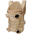 Khaki polyester pet backpack for medium dogs with breathable design