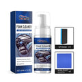 Fast car interior cleaner kit showing 120ml PET bottle, applicator sponge, and microfibre cloth for dashboard and trim cleaning.