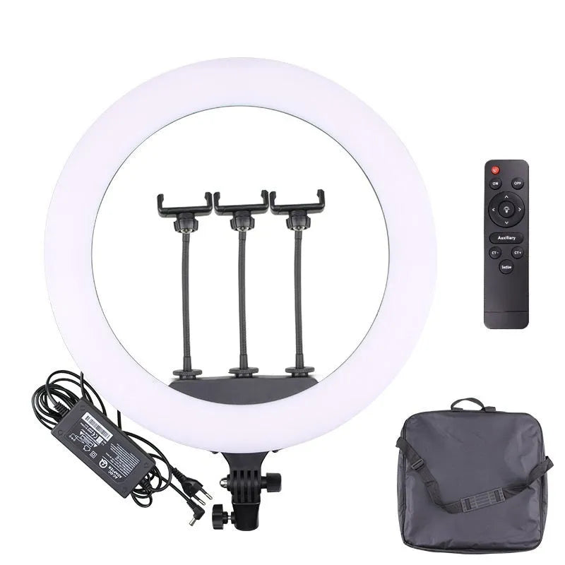18 inch ring light on a tall tripod with remote control, for live streaming and video