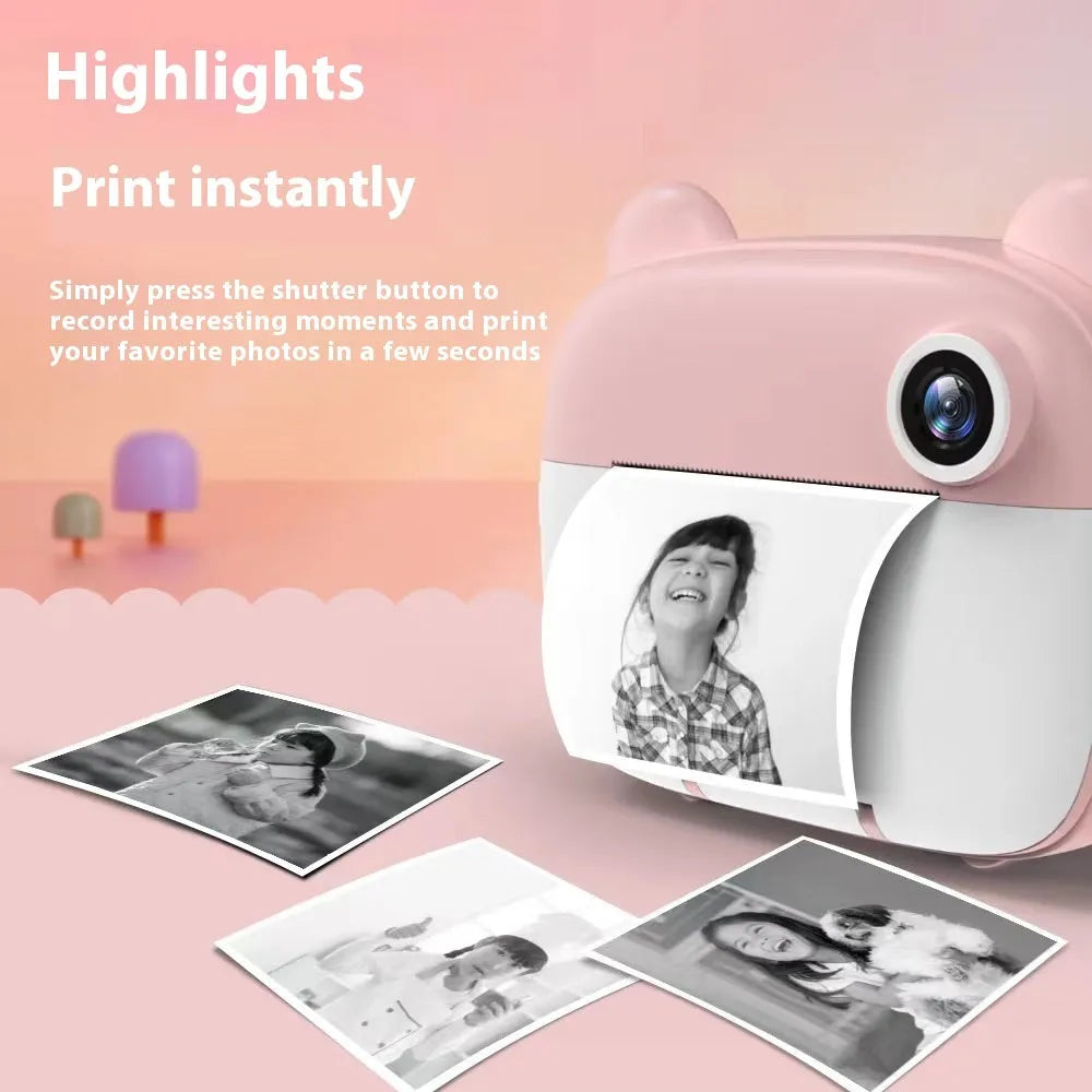 Children's SLR double lens camera toy in pink colour with compact handheld design