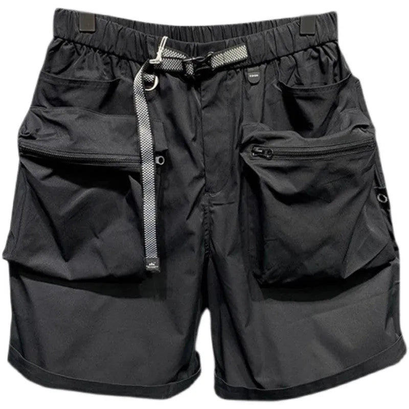 Men's large size work shorts with pockets in black or grey with straight-leg styling