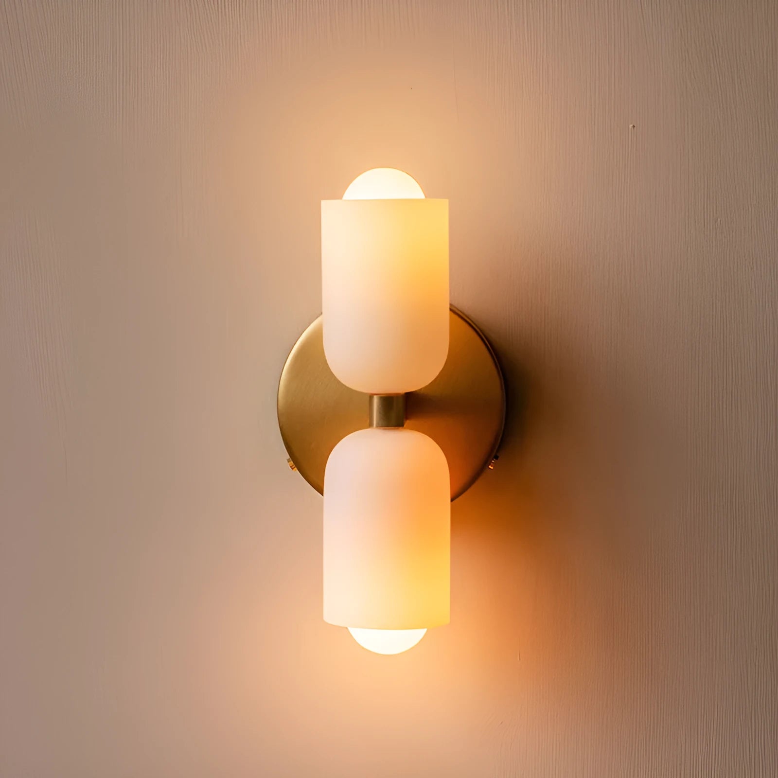 Cream style double-head wall lamp with glass shade and iron base, white lampshade, modern simplicity design