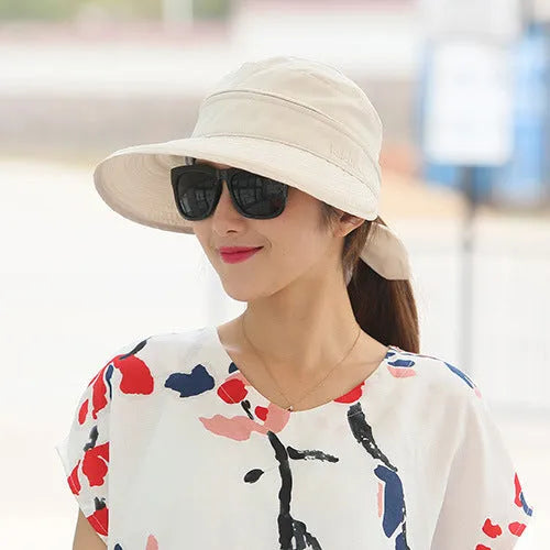 Ladies foldable summer hat in dome crown style, cotton polyester, size M 56-58cm, available in nine colours for sun protection