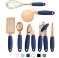 Stainless steel kitchen gadgets 7 piece set with modern minimalist design showing various bottle and can openers