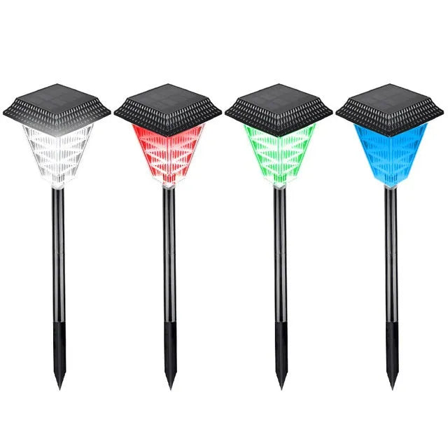 Solar garden light with multiple colour options including flame effect lighting for outdoor use