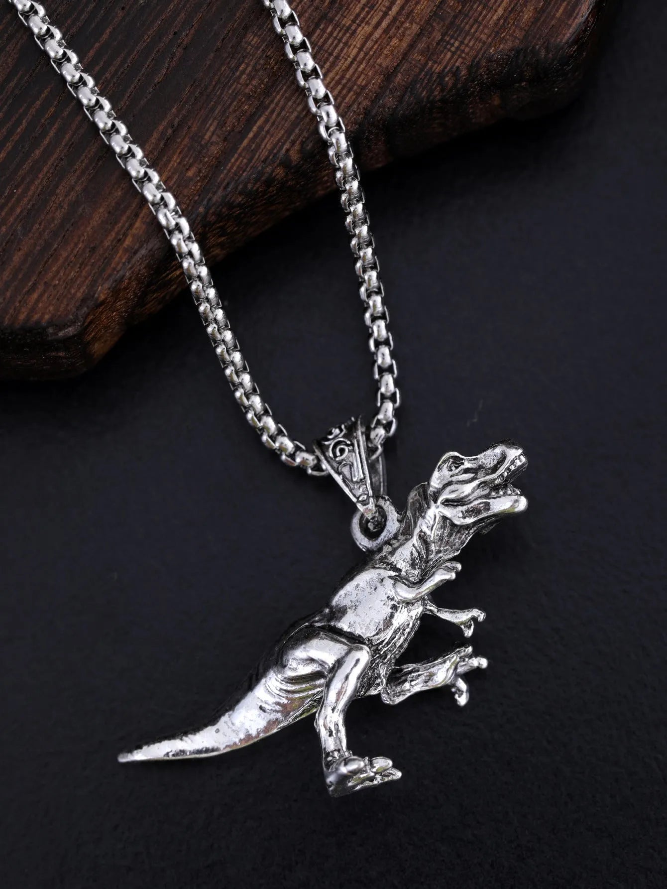New hip hop style titanium dinosaur pendant necklace for men women