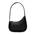 Genuine leather women's half-moon shoulder bag with wide strap in light brown colour